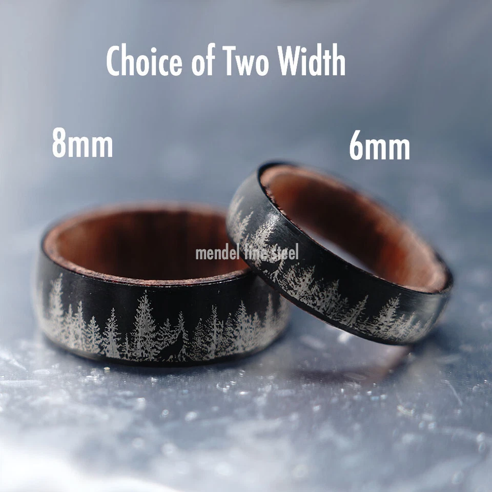 Anillo banda lobo madera negro MENDEL para hombre y mujer talla 5 6 7 8 9 10 11 12 13 14 15 Foto 2 de 4