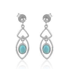 Wedding Gift For Her 925 Silver Natural Turquoise Drop/Dangle Geometric Earrings