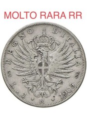 RR Aquila Sabauda Moneta Vittorio Emanuele II 1 Lira  1905 qBB Molto Rara
