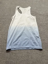 Zyia Active Tank Top Womens Medium White Blue Ombre Racerback Shirt