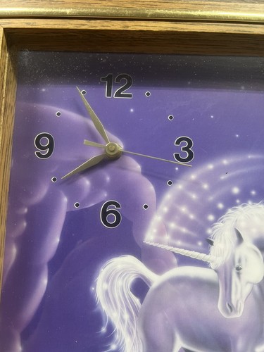 Orologio da parete vintage unicorno arte retrò anni 80 vetro incorniciato decorazione camera da letto 11x14 usato in ottime condizioni! - Foto 3 di 13