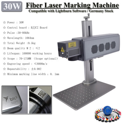 Portable 30W 110*110mm Fiber Marking Machine For Metal For Lightburn DE SHIP