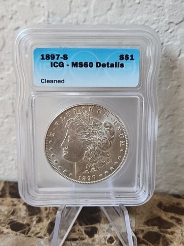 1897-S $1 MORGAN DOLLAR 90% SILVER US COLLECTIBLE COIN ICG MS60