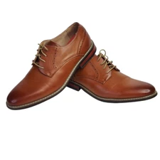 Bruno Marc Prince Cap Toe Dress Shoes Mens 9 Brown Faux Leather Lace Up