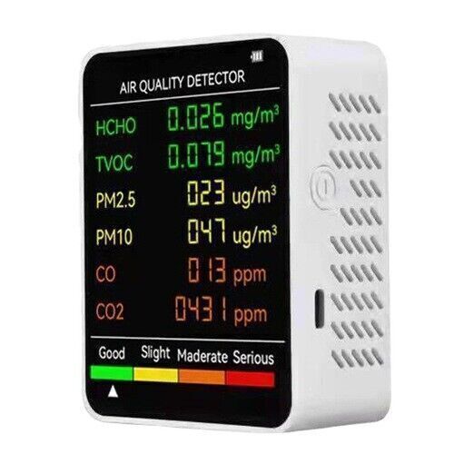 1-4x 6in1 Air Quality Monitor CO2 Meter Carbon Dioxide Level TVOC HCHO Detector - Picture 5 of 17