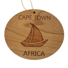 Cape Town Africa Ornament - Handmade Wood Ornament - Souvenir Sailing Sailboat