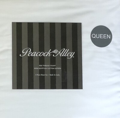 Peacock Alley 500TC 100% Egyptian Cotton Sateen Sheet Set - Queen - Blue