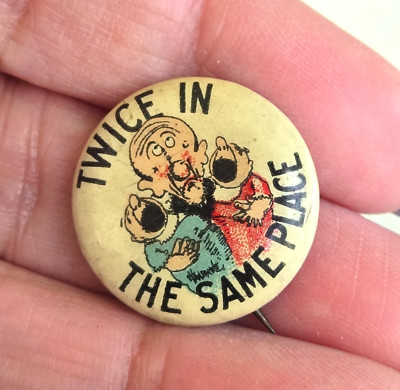Antique Hassan Cigarettes Twice In The Same Place Pinback Button Pin 7/8'' No 649