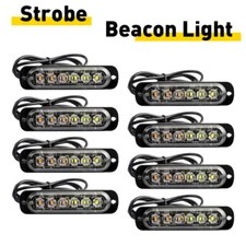 8X 6 LED Strobe Light Bar Car Truck Flashing Warning Hazard Beacon Amber White