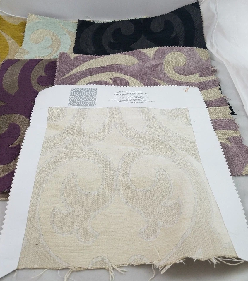 Lot Vivaldi Brocade Woven Velvet Furniture Fabric Samples Geometric Vines - Image 4 of 4