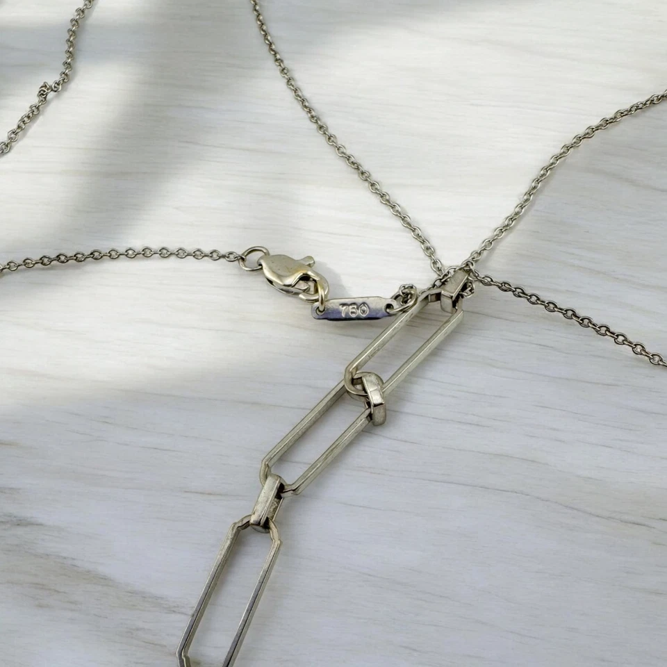 Vintage Tiffany & Co. 18 Karat White Gold 3 Tier Paper Clip Dangle Necklace - Image 3 of 4