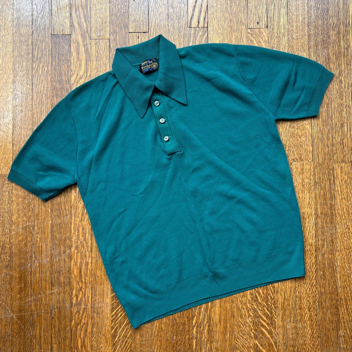 Vintage 50s/60s/70s Tops-All Ban-Lon Green Polo Shirt - Men's