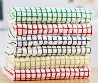 12er PACK 100% BAUMWOLLE GESCHIRRTÜCHER SET FROTTEESCHALE Kleidung Küche Reinigung Trocknen