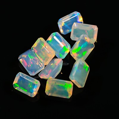 Natural Ethiopian welo fire Opal Faceted Loose Gemstone, AAA+ Welo Opal  4x6 MM