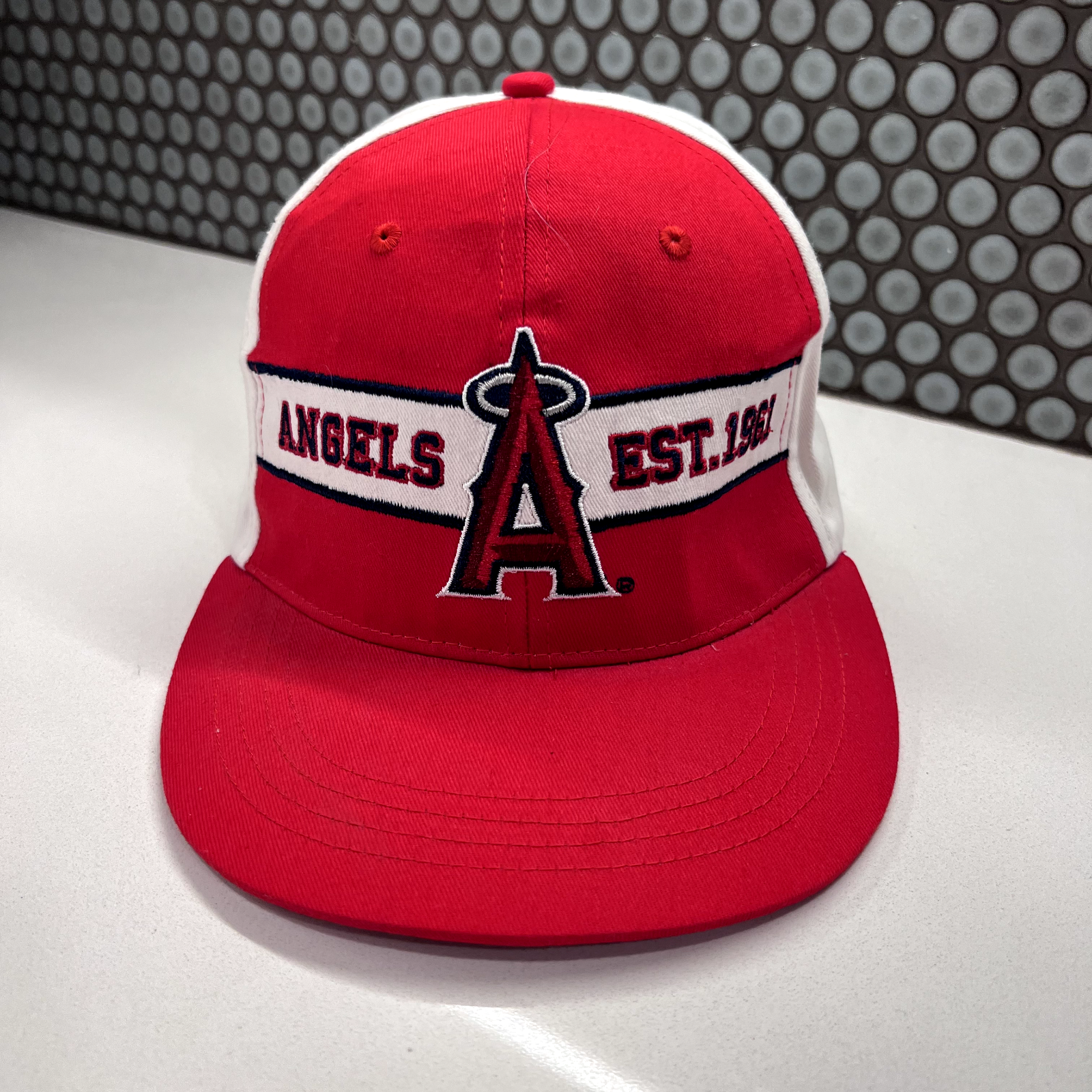 Anaheim Angels Hat Cap Snap Back Trucker Hat Red White Baseball Adjustable