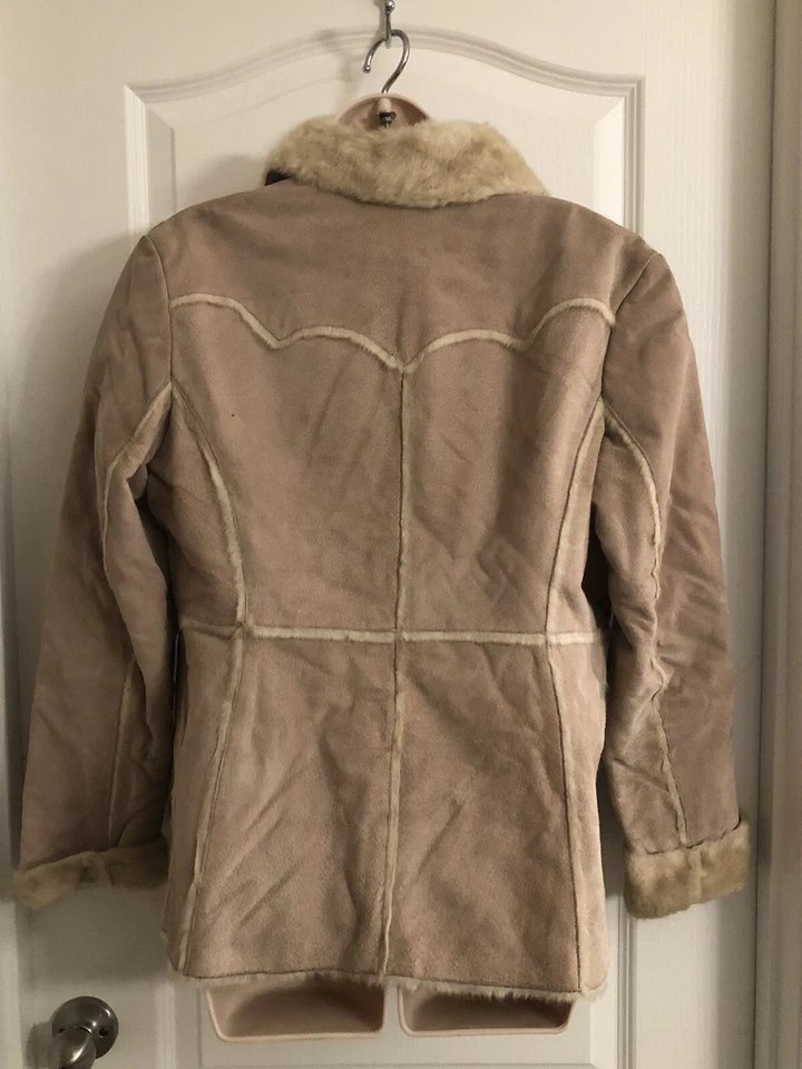 Abrigo Chaqueta Guess Wmn Talla M Marrón Claro Cuero Genuino Forrado Piel Sintética Cremallera Completa Foto 3 de 4