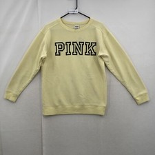 Victoria's Secret Pink Womens Yellow Long Sleeve Pullover Sweatshirt Size XS