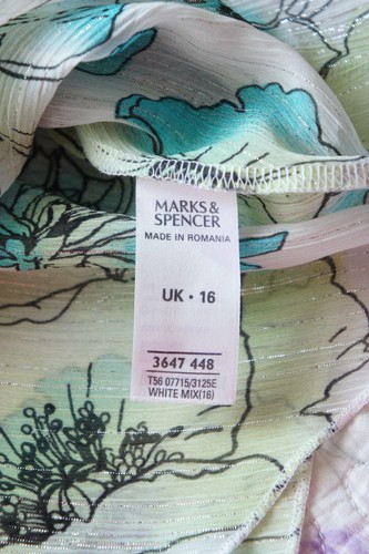 Marks and Spencer Floaty Hanky Sleeveless Top UK 16 US 14 Tie Front Floral - Picture 7 of 8