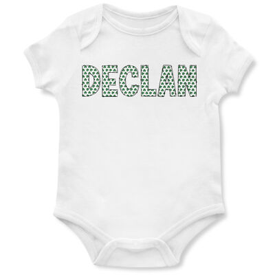 Personalisierter St Paddys Day Strampler Jungen Kleeblatt-Stil Name Patricks Baby Lu...