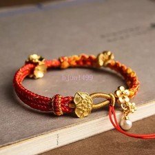 Tibetan Hand Rope Thangka Ethnic Style Peach Knot Charming Bracelet Accessory