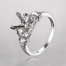 7.5-8.5mm Round Semi Mount Si Diamonds Sterling Silver 925 Wedding Party Ring