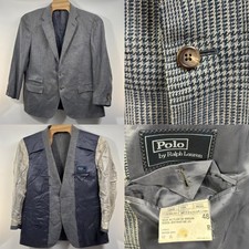 Polo Ralph Lauren 48R Glen Plaid Sport Coat Silk Linen Wool Made In Italy READ