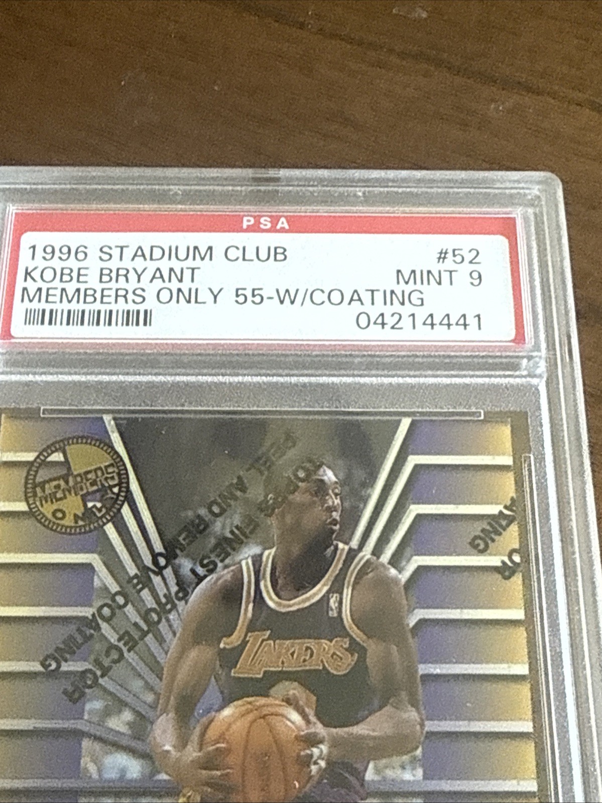 1996 STADIUM CLUB MEMBERS ONLY 55 #52 KOBE BRYANT ROOKIE RC PSA 9 view 3
