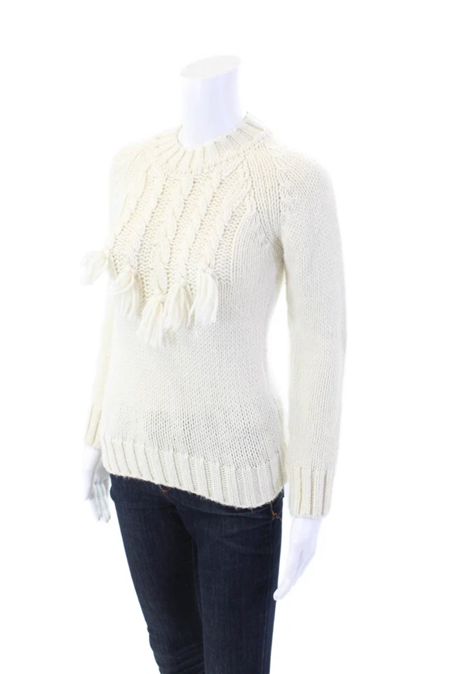 Mayoral Girls Cable Knit Round Neck Long Sleeve Sweater Dress Cream Size 9 - Image 2 of 4