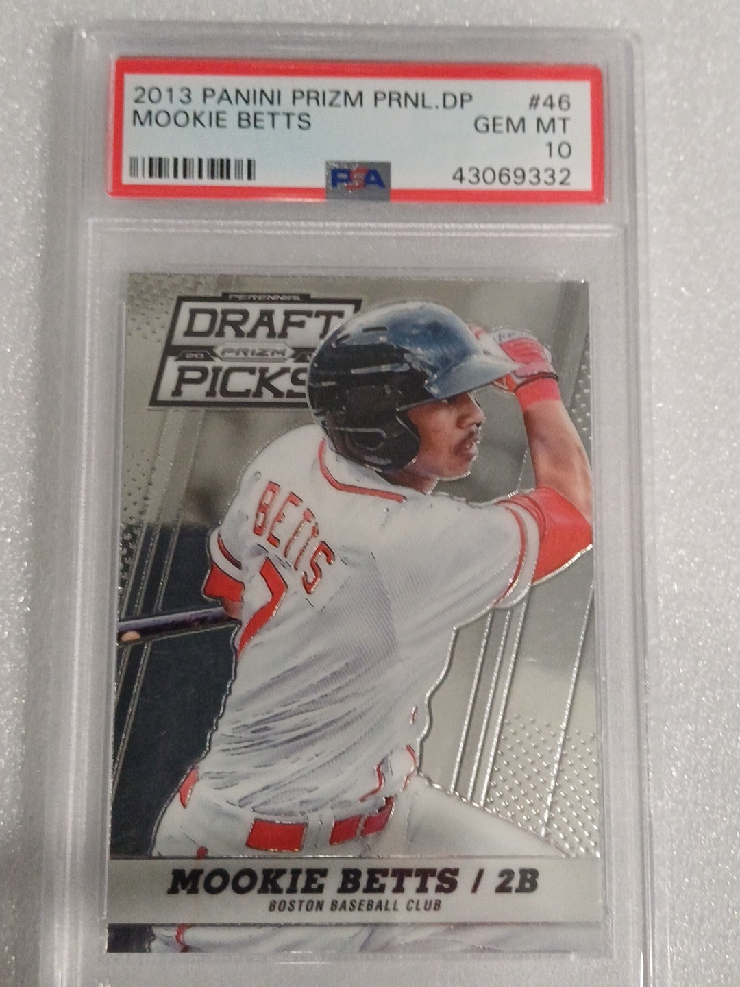 2013 Panini Prizm Perennial Draft Picks - Mookie Betts PSA GEM 10 Rookie Red Sox view 2