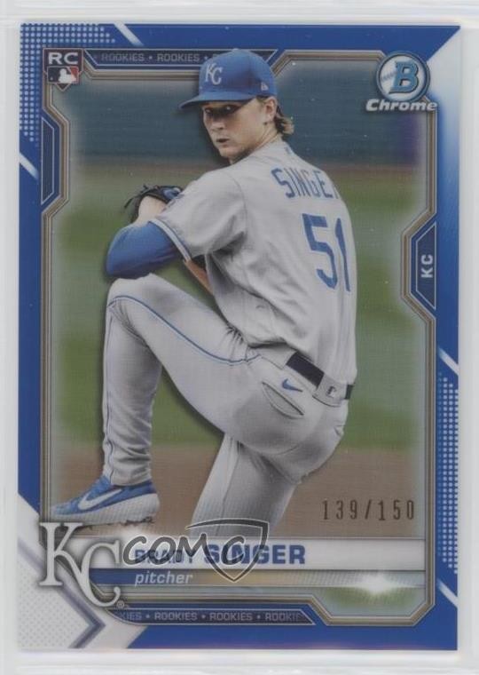 2021 Bowman Chrome Blue Refractor 139/150 Brady Singer #43 s7f