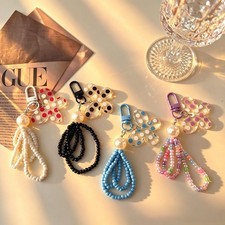 Boho Beaded Phone Strap Keychain, Butterfly Hanging Pendant for Bag Case