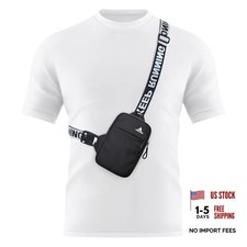 Black Dual Pocket Sling Bag - Water Resistant - Mini Crossbody Chest Bag