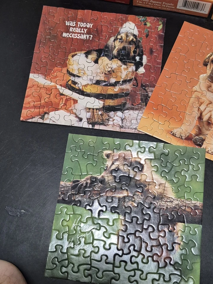 Lot of 3 Vintage Mini Puzzles Springbok Animals Dog Raccoon Hang Loose Funny - Image 2 of 4