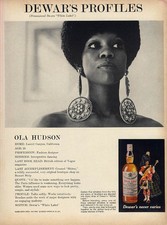 Fashion designer Ola Hudson for Dewar's Scotch Whisky ad 1970 Eb
