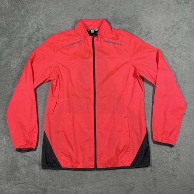 Port Authority Jacket Womens Large Pink Black Zip Reflective Windbreaker L346