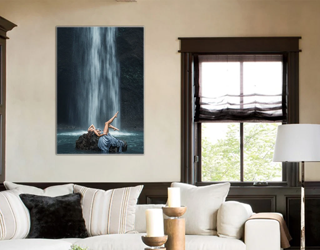 Wasserfall Frau Kunst Poster Wanddeko AI Dateiformat