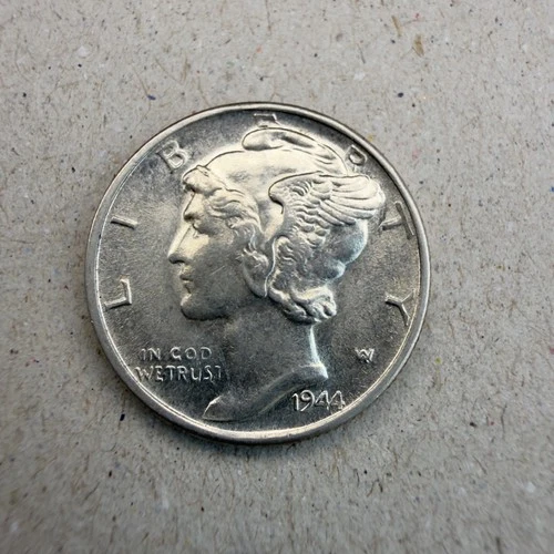 1944-S MERCURY 10C Dime AU+ Almost Uncirculated Brilliant White Color FREE SHIP