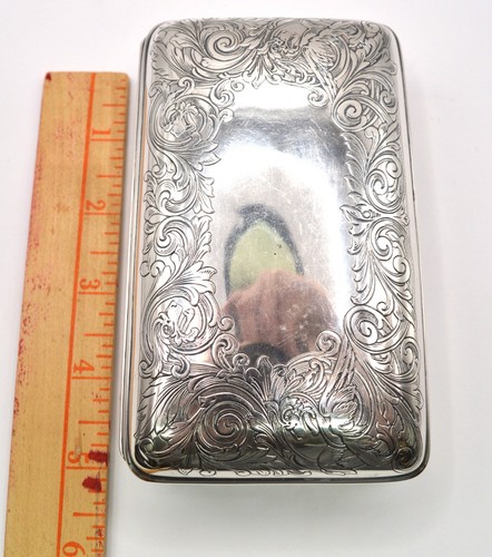Antique Sterling Silver Engraved Box – 204g .925 – Ornate Scrollwork/No Monogram - Picture 12 of 15