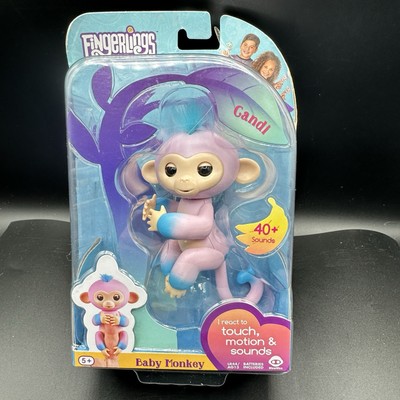 WowWee Fingerlings Monkey Candi Interactive Baby Monkey Toy Pink Blue NIB
