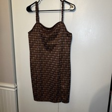Hippie Rose 70s Flower Child Mini Dress XL Brown Boho Indie Sleaze Juniors