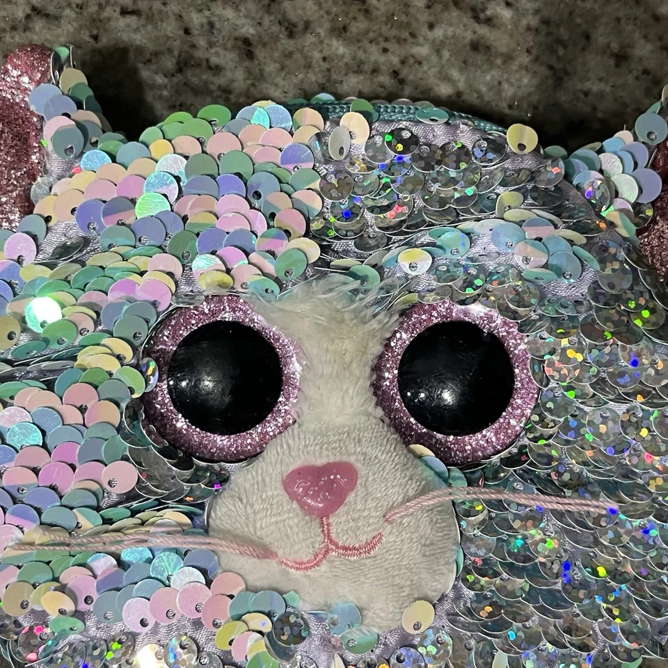 TY Moda Muñequera Lentejuelas Volteables WHIMSY el Gato Monedero con Correa Foto 2 de 4