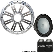Kicker 45KMF104 10 Inch LED Marine Subwoofer in Silver 4 Ohm each FreeAir