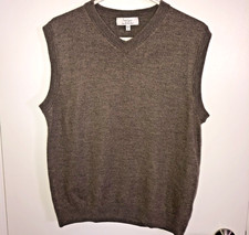 Turnbury Sweater Vest Mens L Extra Fine Merino Wool Brown V Neck Classic