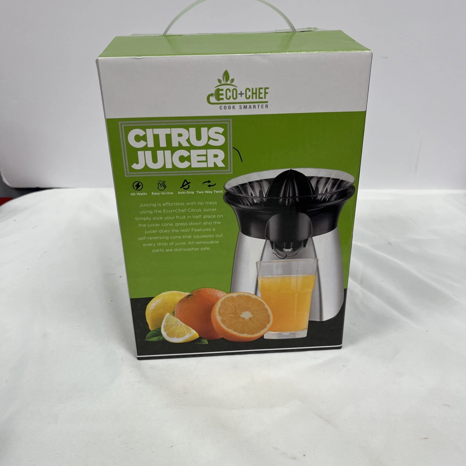 Eco+Chef Electric Citrus Juicer Orange/Lemon/Lime 2-Way Twist Anti-Drip Easy Use