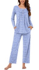 Womens Pajama Set Plus Size, 2 Piece Lounge Outfits Pleated Sleepwear Sets Lo...