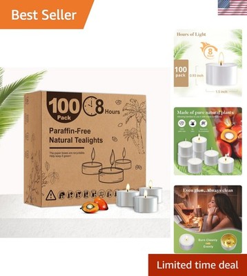 Tea Candles 100 Pack - 8 Hour Burn Time,Unscented Tea Lights Candles for Shab...