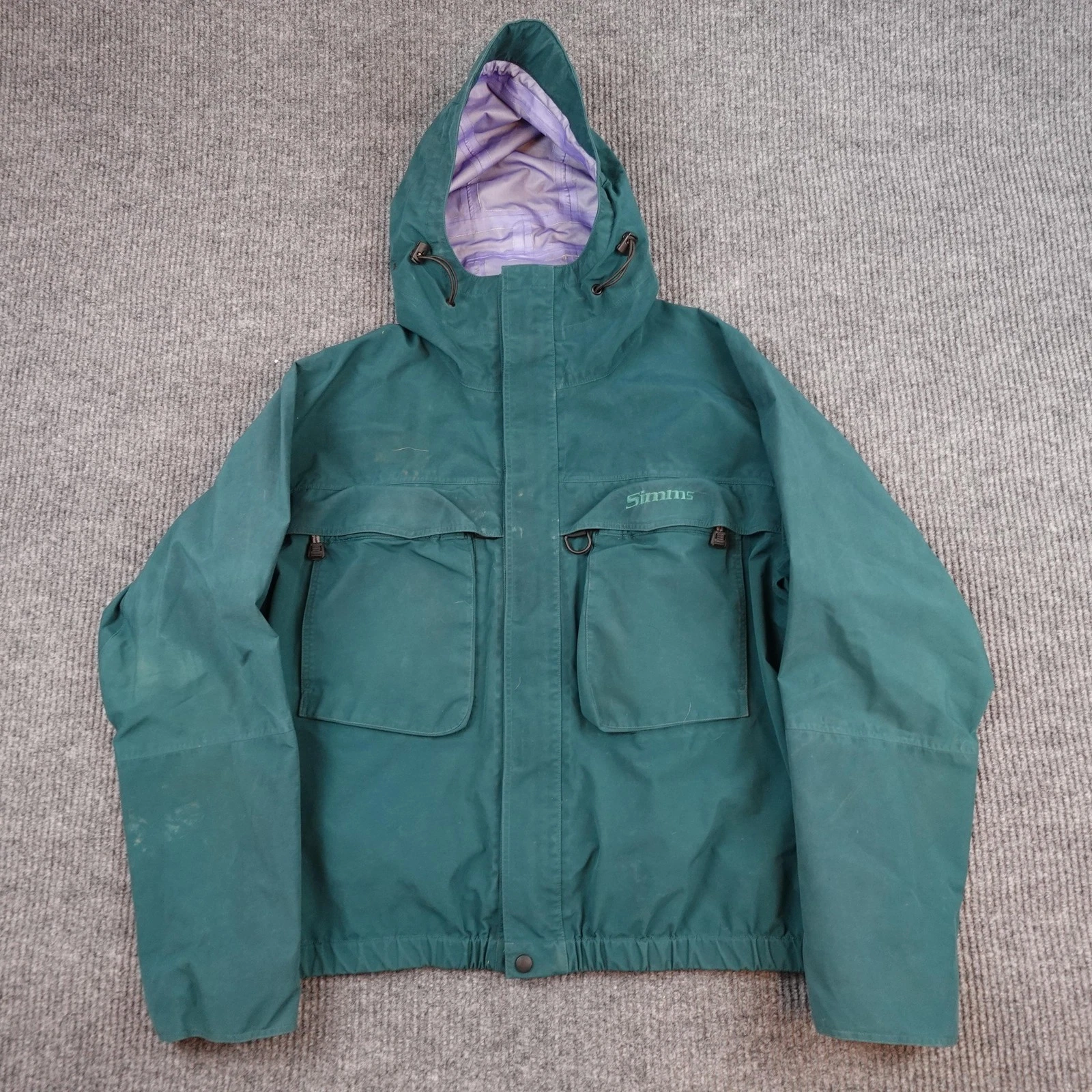 Simms Dry Coat Jacket Mens Large Green Hooded Goretex Fishing Waterproof Shell
Opens in a new window