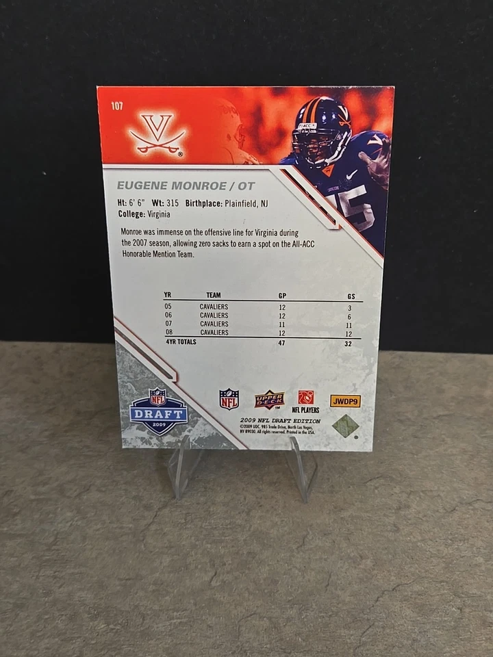 2009 Upper Deck Draft Edition - Eugene Monroe #107 (RC) - Image 2 of 2