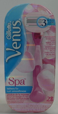 Gillette Venus 3 Blade Comfort Glide White Tea 1 Razor & 2 Cartridges Pink NEW