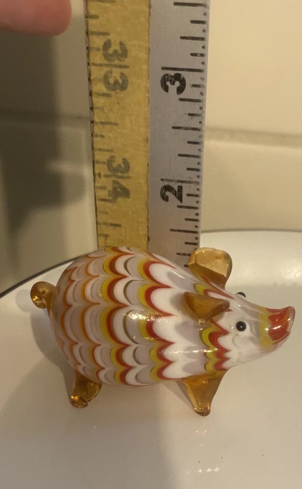 Vidrio colección cerdo fitz & floyd miniatura arte vidrio 2003 amarillo blanco naranja Foto 2 de 4